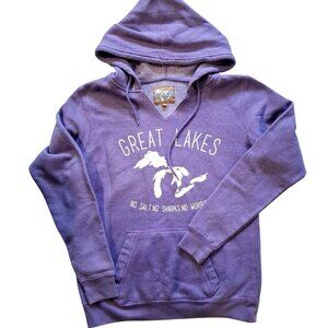 Great Lakes Unsalted Apparel Hoodie Purple Cotton/Polyester Blend Size L Cozycor